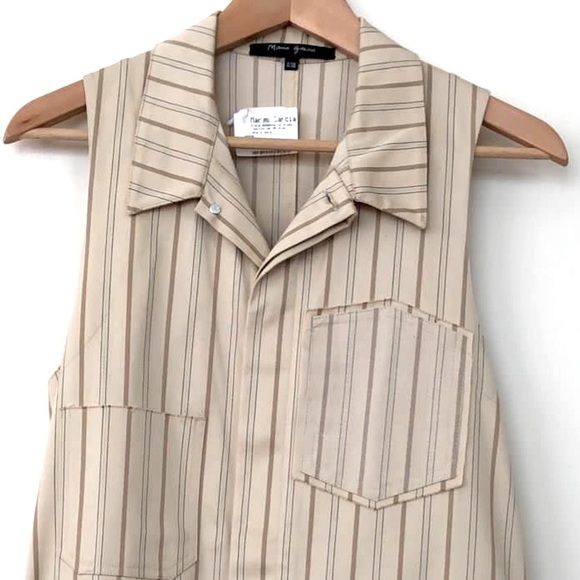 Maria Garcia Romper Jumpsuit Denim Sleeveless Striped Utility 💯 Cotton Size 6 - Picture 8 of 8